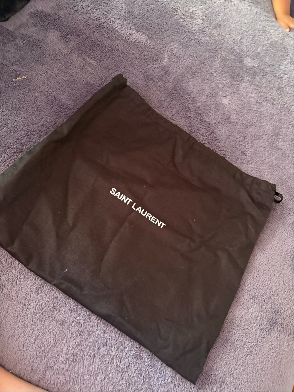 Saint Laurent Black Logo Drawstring Pouch
